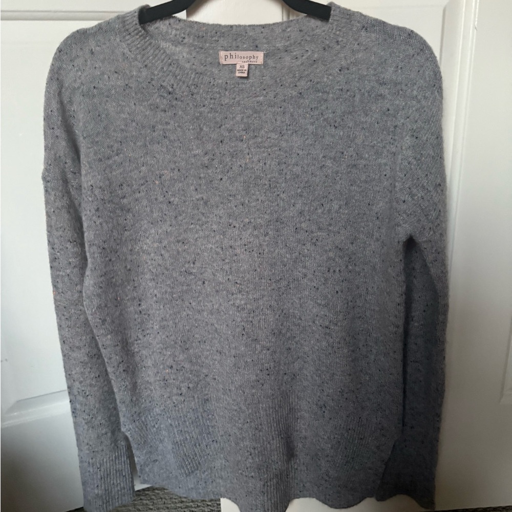 Philosophy Women’s 100% Cashmere Speckled Gray Crewneck Sweater
